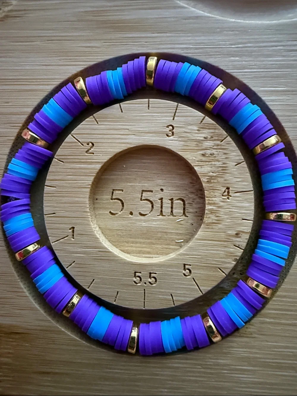 Kids Purple & Teal Stretch Bead Bracelet with Gold Accents